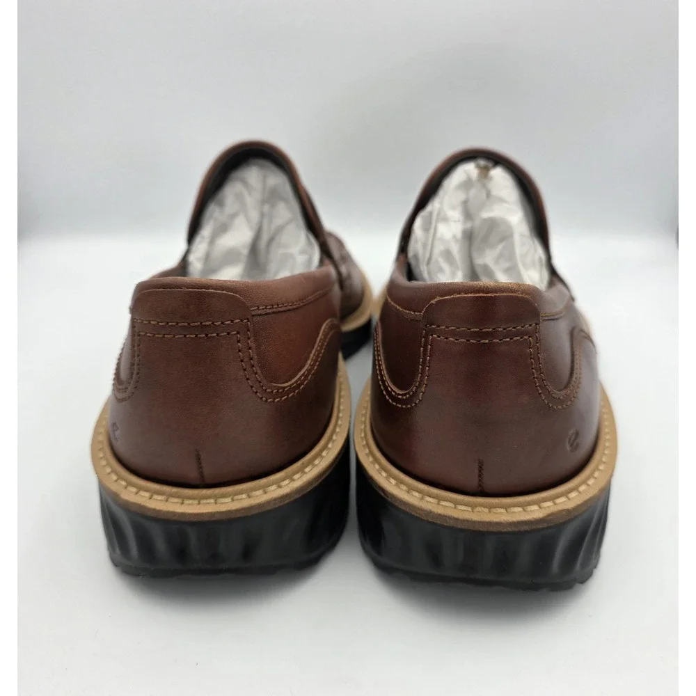 ECCO ST.1 Hybrid Penny Loafer Leather Shoes SlipOn Cognac Brown Mens Sz 13-13.5